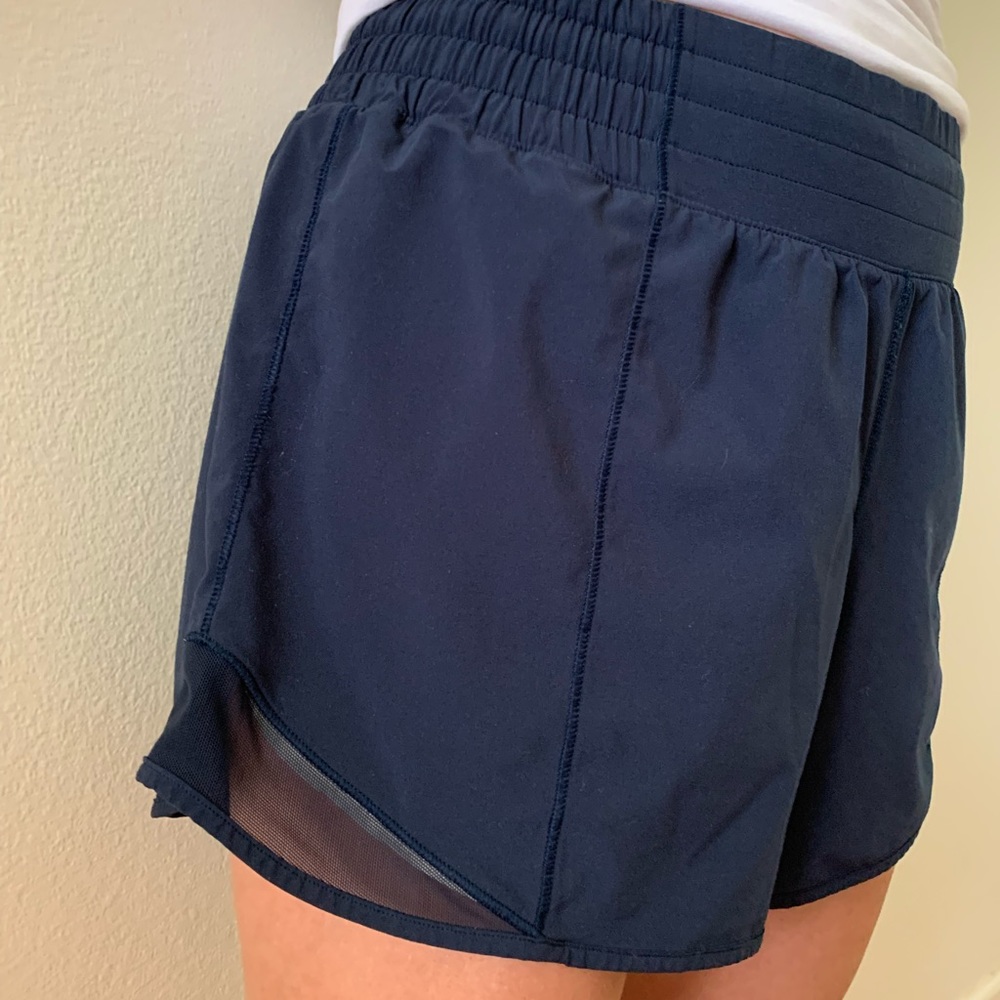 Navy Lululemon Hotty Hot shorts 4” high waisted - Picture 5 of 13